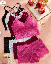Lace Wireless Bra & Panty Set – 4-Piece Lingerie Basics