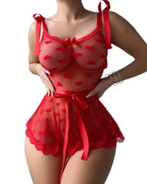 Sexy 2-Piece Mesh Bodysuit & Waist Belt Lingerie Set
