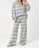 Striped Oversized Pullover & Wide-Leg Pants Set