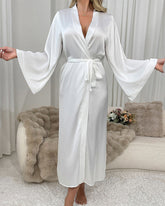 Sexy Long Silk Long-Sleeve Tie Robe