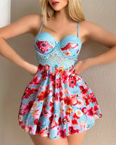 Women's Lace Underwire Floral Babydoll Nightgown Flowy Lingerie