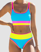 Contrast Patchwork Sporty 3-Piece Bikini Set
