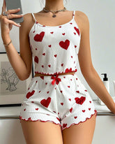 Women's Strawberry Print Camisole And Shorts Pajama Set