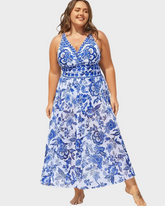 Two-Piece Floral Print Ruched Mesh Swimsuit, Sarong