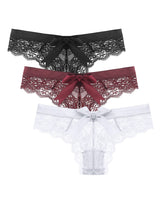 4-Pack Women’s Low-Waist Seamless Breathable Bow Lace Panties