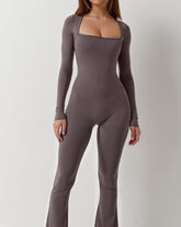 Shape-curve Jumpsuits for Women Square Neck Wide Leg Full Length Romper Playsuit