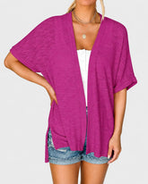 Lightweight Short-Sleeve Open-Front Cardigan