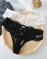 2-Pack Women’s Transparent Hollow Cross Lace Thongs