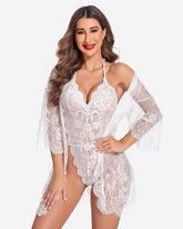 Sexy 2-Piece Lace Robe with Teddy Set
