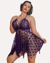 Plus Size Lace Nightdress with Front Slit
