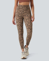Leopard High Waisted Tummy Control Workout Leggings with Side Pockets