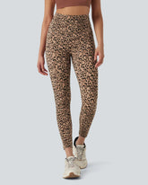 Leopard High Waisted Tummy Control Workout Leggings with Side Pockets