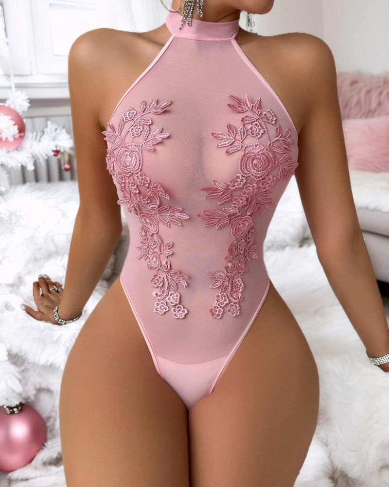 Women's Floral Embroidery See-Through Sexy Lingerie