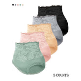 Comfy Everyday High-Waist Panties with Lace Trim, 5-Pack