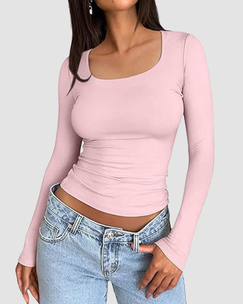 Slim-Fit Square-Neck Crop Top