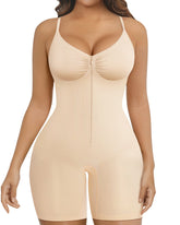 Women's High Elastic Zipper Adjustable Straps Breathable Mesh Design Tummy Control Body Shaper