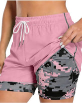 Womens Athletic Shorts with Built In Liner and Drawstring Waist