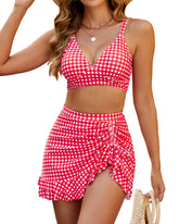 High Waisted Bikini Sets Women's Tummy Control Gingham