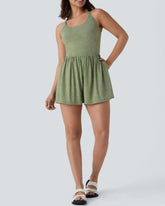 Backless Twisted Side Pocket 2-in-1 Resort Romper-Easy Peezy Edition