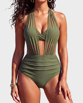 High-Waisted Mesh Bikini Set with Tummy Control Fit