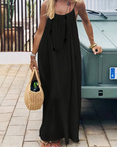 Women’s Backless Maxi Dress Leopard and Stripe Print Sleeveless Summer Dress