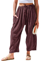 Linen Wide Leg Pants – Loose Fit, Printed, Pockets
