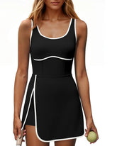 Women's Athletic Tennis Dress with Built-In Shorts & Pockets