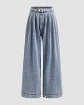 Women's High Waist Baggy Wide Leg Jeans with Adjustable Ankles