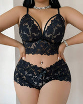 Seduluxe Plus Size Lace Lingerie Set 2-Piece Sexy Sleepwear