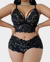 Plus Size Lace Lingerie Set 2-Piece Sexy Sleepwear