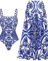 Women’s Print Swimsuit & Skirt Set