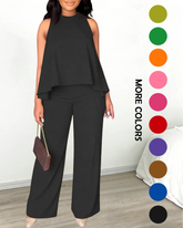 Women’s Halter 2PC Set Wide Leg Pants Summer Outfit