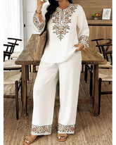 Women’s Ethnic 2-Piece Set: Long-Sleeve Lace Top & Dress