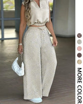 Women’s 2-Piece Casual Set – Sleeveless Top & Wide-Leg Pants