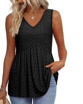 Women’s Peplum Tank Tops Sleeveless V-Neck Stretchy Summer Babydoll Tops