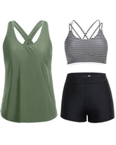 3-Piece Tummy Control Tankini Swimwear