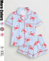 Women's 2-Piece Crab Print Pajama Short Set