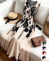 Women’s Floral Sleeveless Dress, Flare Skirt, Summer Vacation & Daily Wear