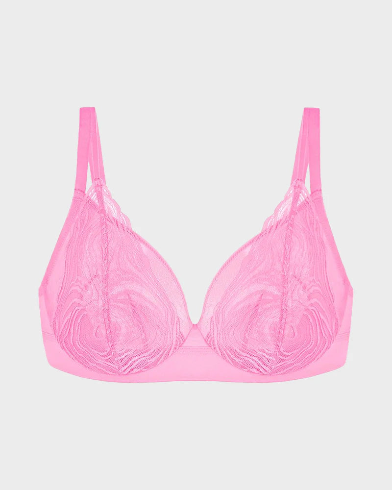 Plus Size Lace Mesh Full-Coverage Underwire Bra