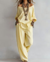 Summer Linen Set Relaxed Fit Top & Wide-Leg Pants Effortless Casual Wear