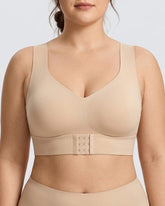 Cross Back Front Closure Wireless Posture Support Bra