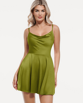 Popilush® Shapewear Strappy Cowl Neck Tummy Control Flare Dress
