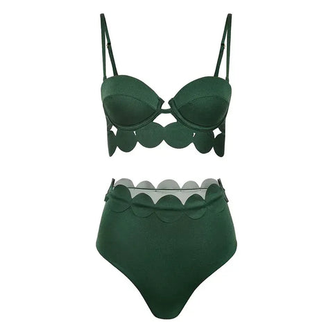 Laser Cutting Circularity Bikini Swimsuit and Split Skirt