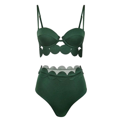 Laser Cutting Circularity Bikini Swimsuit and Split Skirt