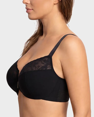 Front-Closure Lace Back-Smoothing Underwire Bra