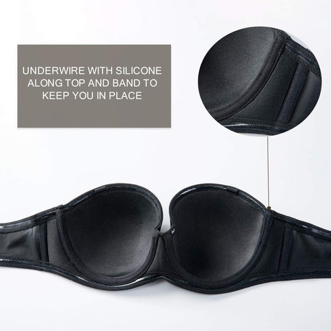 Strapless Mesh Underwire Balconette Bra
