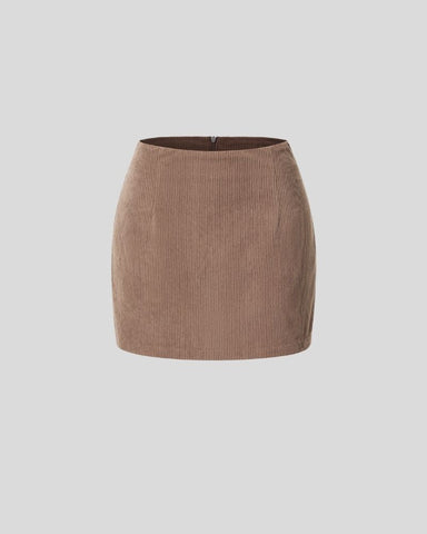 High-Waist 2-in-1 Corduroy A-Line Mini Skirt