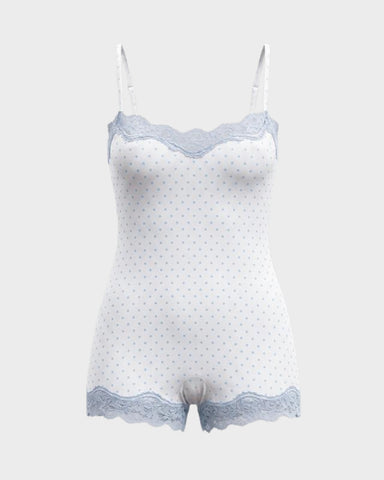 Lace-Trim Sculpting Playsuit in Solid & Animal Prints