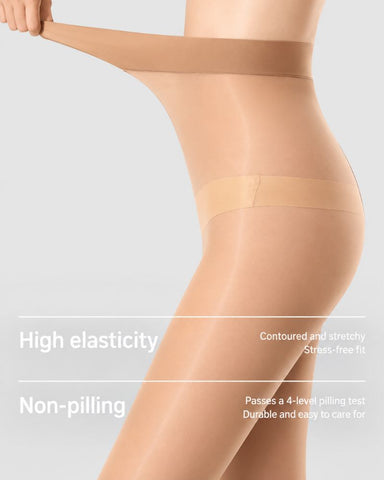 High-Waist Shiny Sheer Silky Pantyhose
