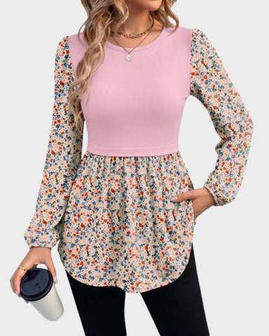 Women’s Long Sleeve Babydoll Peplum Tunic Top